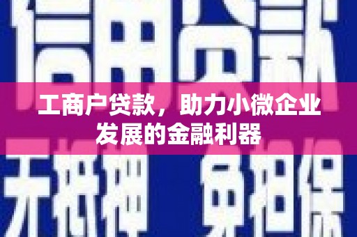 金门工商户贷款，助力小微企业发展的金融利器